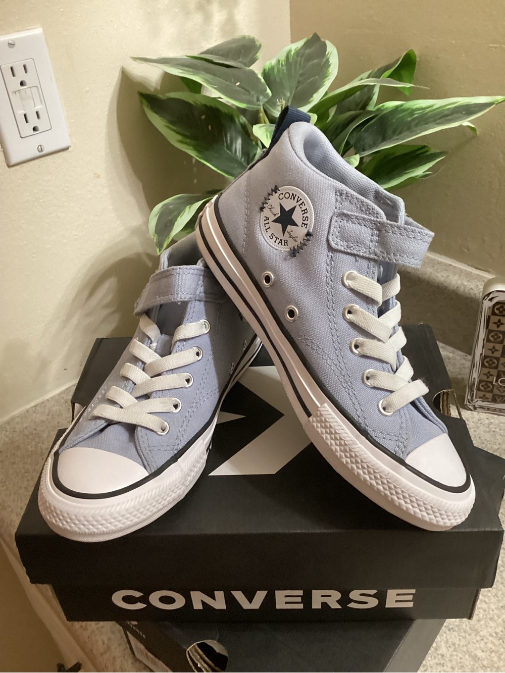 Converse Light Blue High Top Sneakers with White Accents